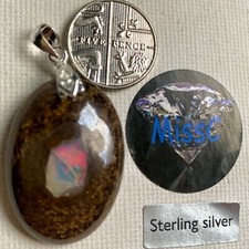 AUSTRALIAN FIRE OPAL IN MATRIX 30x21MM AND 925 STERLING SILVER BAIL STAMPED 925