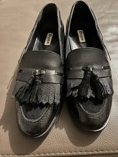 Dune  Ladies Black Leather Loafers Size 6