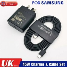 45W Super Fast Charger Adapter UK Plug & Cable For Samsung Galaxy Phones + FAST!