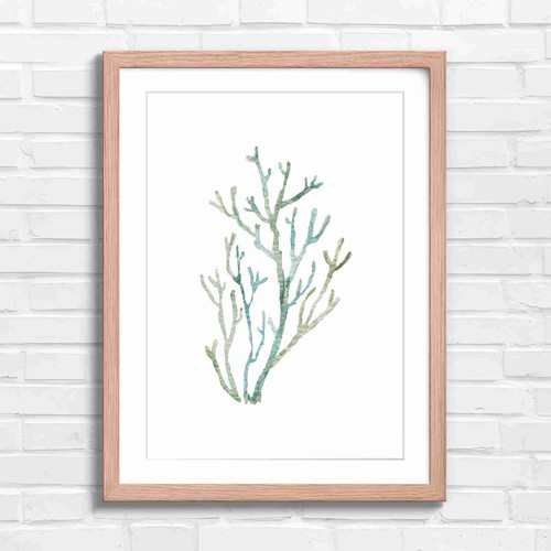 Aqua coral branch art original - branch,