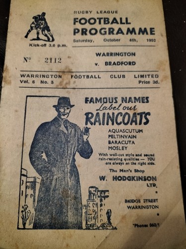 Vintage rugby league programme - vintage,