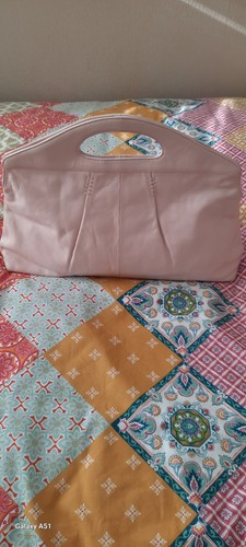 Pink leather handbag - leather, with