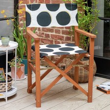 Habitat Folding Wooden Garden Director Chair - Black & White (No Back Rest)