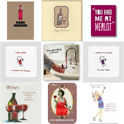 Red wine birthday card - red, funny
