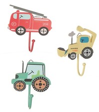 Kids Bedroom Hooks Fire Engine Tractor Digger Door  Children's Boys Sass & Belle