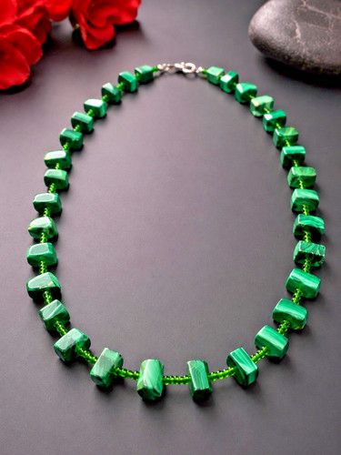 Green malachite stone bead - malachite,