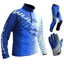 Wulfsport Cub Connect Kids Trials Kit Motorcycle Top Trousers Gloves Blue White