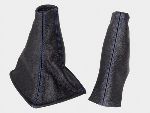 Blue stitch leather gear - leather,