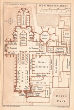 1922 Antique Map Plan Westminster Abbey London