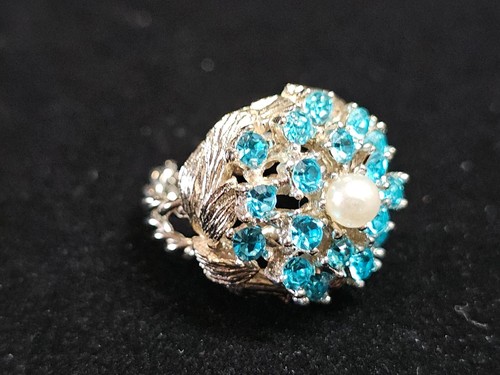 Vintage aqua glass rhinestone - aqua,