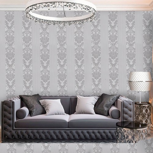 Silver grey damask glitter - grey,