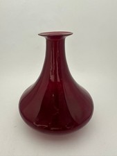 Tall Long Necked Red Glass Vase