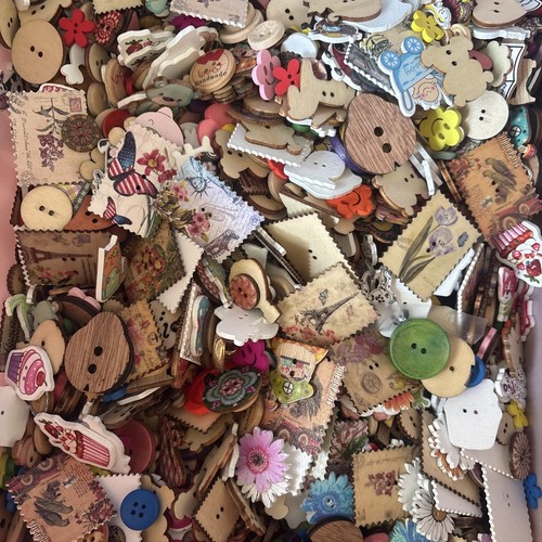 100 buttons fun novelty wooden - buttons,