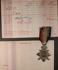 WW 1 Campaign Medal 1914 15 Star David West  Army Service Corps Ashton u Lyne