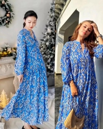 Zara blue printed midi maxi - zara,