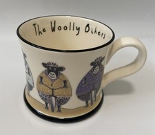 Moorland Pottery “The Woolly Bikers” On Sheep Ceramic Mug Rare 