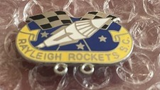 RAYLEIGH ROCKETS--1970'S-SPEEDWAY - METAL BADGE - SILVER METAL