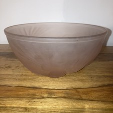 Art Deco Frosted Pink Glass Bowl by Jobling Moulded Three Stylised Birds 1930s