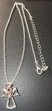 Guardian Angel Pendant Avon Necklace Silver Tone Chain Gift