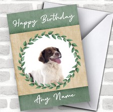 French Spaniel Dog Green Animal Personalised Birthday Card