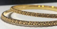 Lovely Pair Of 22ct Solid Gold Raised Cut Decoration  Bangles , - 23.85g