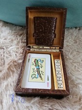 Vintage Spain Tooled Leather Poker Dice Set