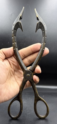 Antique brass tongs - brass,