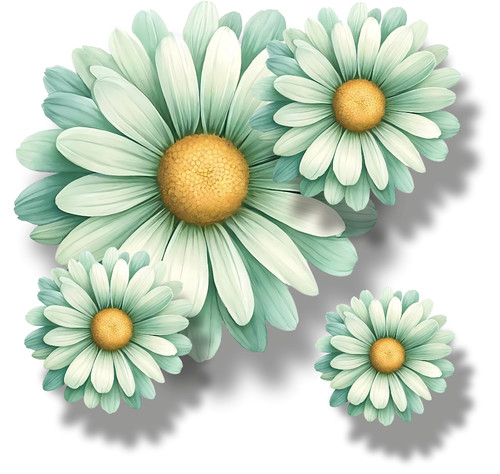 Green daisy flower - green, vinyl