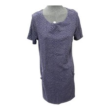 BODEN  Jersey Mini Dress Navy Grey Polka Dot Pockets Short Sleeve Round Neck 12R