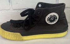PF Flyers Black High Top Yellow Sole Sneakers Unisex W6.5/M5 