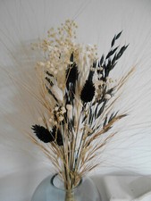 DRIED FLOWER BOUQUET 40CM HANDMADE NATURAL MIXED - NATURAL, BLACK & WHITE