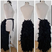 Long Black Feather Bustle Tail Train Costume Dance Fantail Showgirl Burlesque