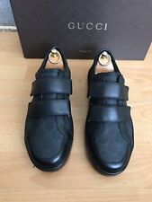 Gucci  Mens Black GG Monogramed Leather Sneaker Trainer Shoes Uk 7