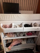 Baby Change and Bath Unit with Changing Table and Storage White