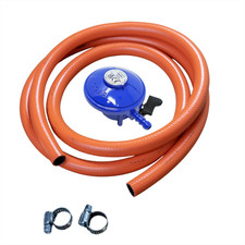 Butane Gas Regulator with 2 Metre 8mm ID Hose Pipe & Clips Calor BBQ Heater