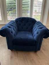 Joules Blue Velvet Armchair