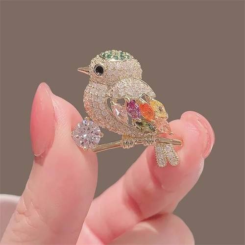 Vintage crystal bird brooch - vintage,