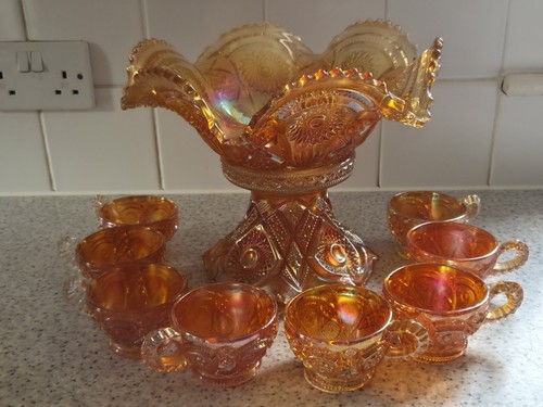 Carnival marigold glass punch - ,