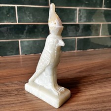 Antique Egyptian Horus Falcon Statue – Handmade Carved Galala Cream Marble 