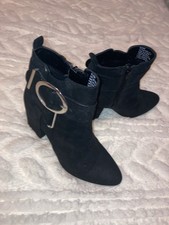 JUST FAB Black Faux Suede