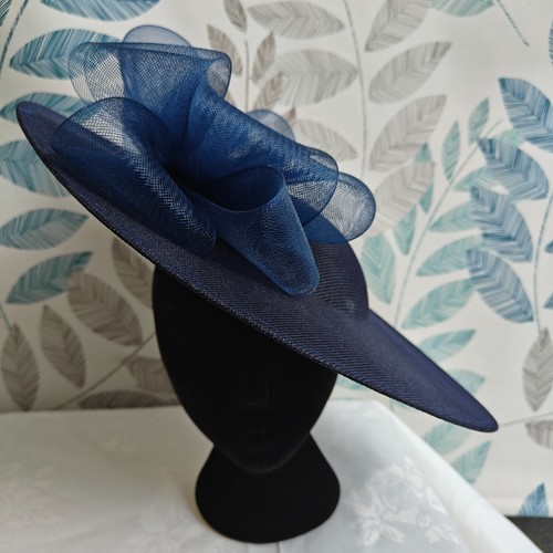 Navy blue bow flower - navy, brim