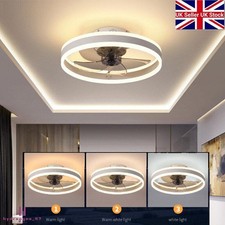 LED Ceiling Fan Light Dimmable Living Room Chandelier Lamp With Remote Control
