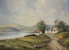 Irish Art Original Painting LOUGH ANURE, CO. DONEGAL, IRELAND by DESMOND MONROE
