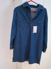 TU 100% cotton thick denim dress UK( M )Chest22.5 Long sleeve