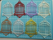 Craft Room Clearout, Die Cut Shapes, 8 Mixed Colour Bird Cage Card Toppers