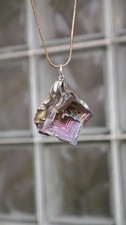 Bismuth crystal necklace with