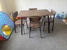 Wooden Round Drop Leaf Table and Dining Chairs Set of 4 White Oak