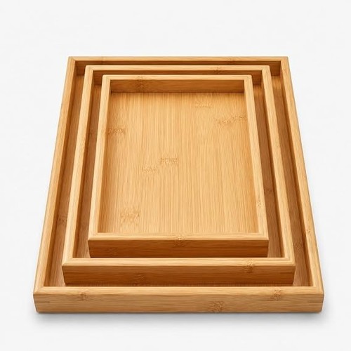 3pc mdf wooden serving tray - wooden,