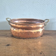 Antique copper planter bucket