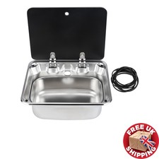 RV Camper sink  w/ Glass Lid Kitchen FOR MOTORHOME BOAT Tempered Glass Lid